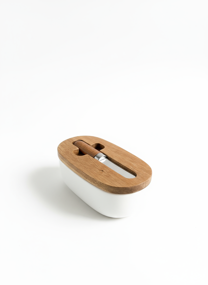 Butter Dish with Wooden Lid