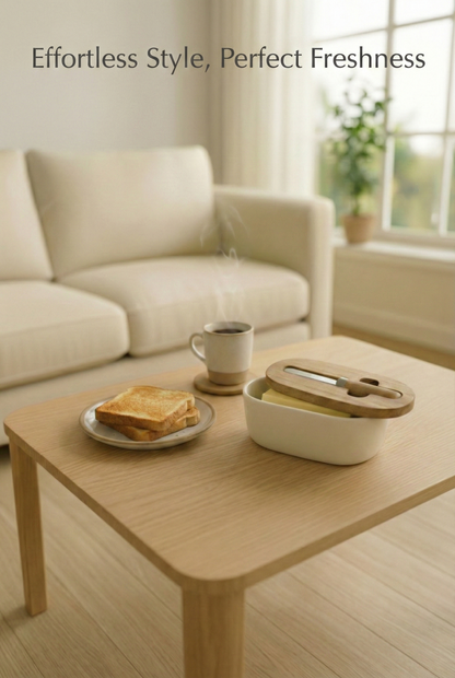 Butter Dish with Wooden Lid