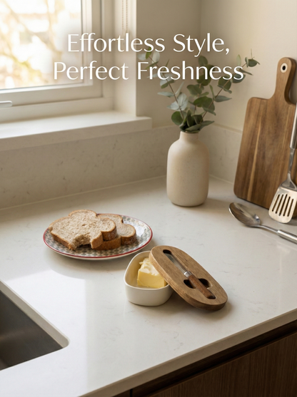 Butter Dish with Wooden Lid