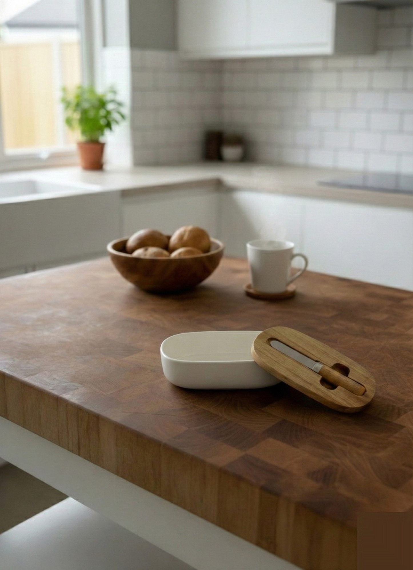 Butter Dish with Wooden Lid