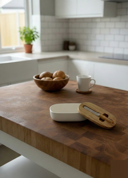Butter Dish with Wooden Lid